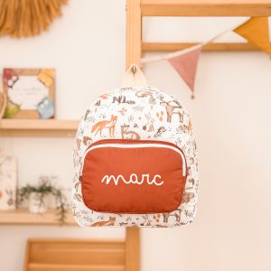 Mochila estampado bolsillo – Forest / teja
