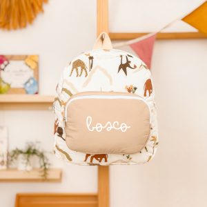 Mochila estampado bolsillo – Safari / beige