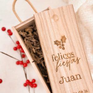 Caja vino personalizada navidad