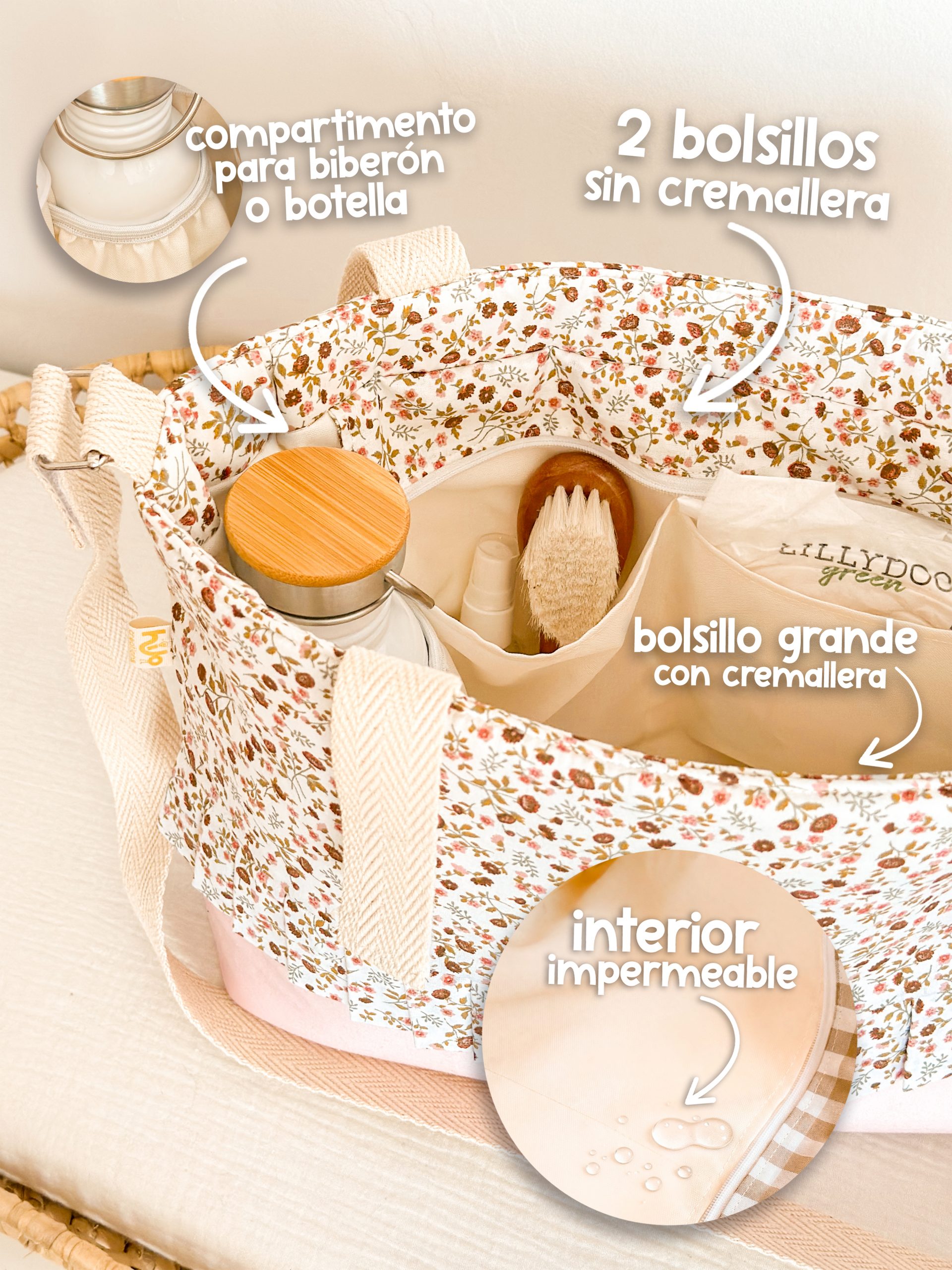 bolso carrito bebé flores