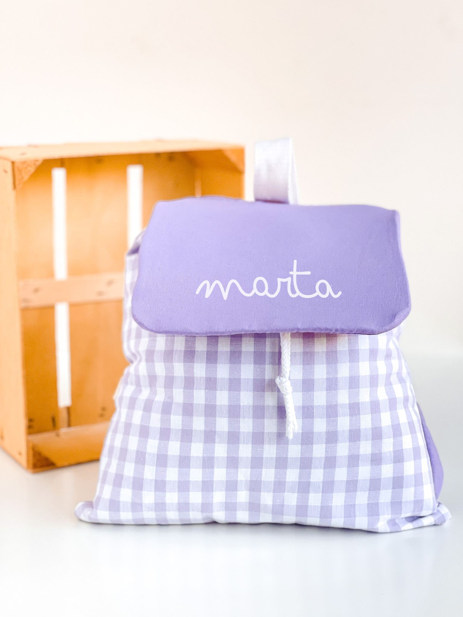 mochila solapa vichy lila